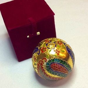 FINAL SALE PRICE Paisley Cloisonné Ball Ornament - Hang or Stand